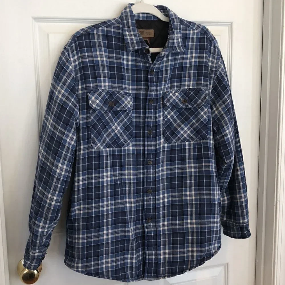 COPY - Men’s M Shacket Jacket Blue plaid quilted